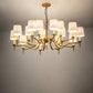 Meyda Lighting Toby 52" 15-Light Matte Gold Over Chrome Chandelier With Cream Textrene Shade