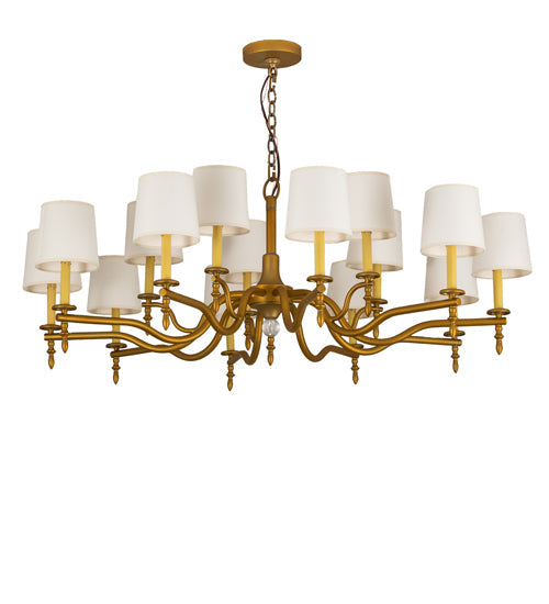 Meyda Lighting Toby 52" 15-Light Matte Gold Over Chrome Chandelier With Cream Textrene Shade