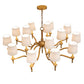 Meyda Lighting Toby 52" 15-Light Matte Gold Over Chrome Chandelier With Cream Textrene Shade