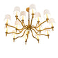 Meyda Lighting Toby 52" 15-Light Matte Gold Over Chrome Chandelier With Cream Textrene Shade