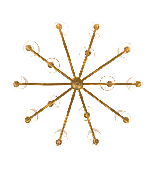 Meyda Lighting Toby 52" 15-Light Matte Gold Over Chrome Chandelier With Cream Textrene Shade
