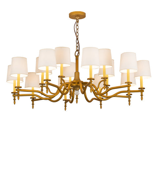 Meyda Lighting Toby 52" 15-Light Matte Gold Over Chrome Chandelier With Cream Textrene Shade