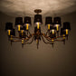 Meyda Lighting Toby 52" 15-Light Transparent Copper Over Extreme Chrome Chandelier With Black Textrene Shade