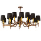 Meyda Lighting Toby 52" 15-Light Transparent Copper Over Extreme Chrome Chandelier With Black Textrene Shade