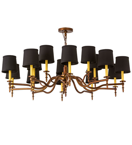 Meyda Lighting Toby 52" 15-Light Transparent Copper Over Extreme Chrome Chandelier With Black Textrene Shade