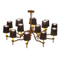 Meyda Lighting Toby 52" 15-Light Transparent Copper Over Extreme Chrome Chandelier With Black Textrene Shade