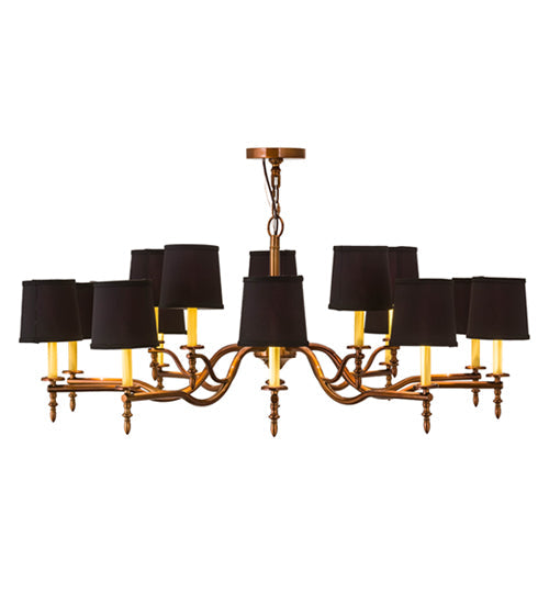 Meyda Lighting Toby 52" 15-Light Transparent Copper Over Extreme Chrome Chandelier With Black Textrene Shade