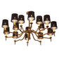 Meyda Lighting Toby 52" 15-Light Transparent Copper Over Extreme Chrome Chandelier With Black Textrene Shade