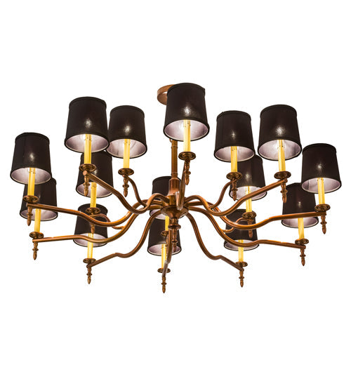 Meyda Lighting Toby 52" 15-Light Transparent Copper Over Extreme Chrome Chandelier With Black Textrene Shade