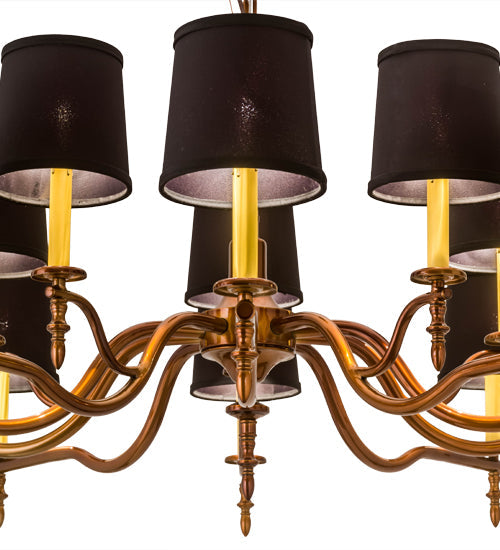 Meyda Lighting Toby 52" 15-Light Transparent Copper Over Extreme Chrome Chandelier With Black Textrene Shade