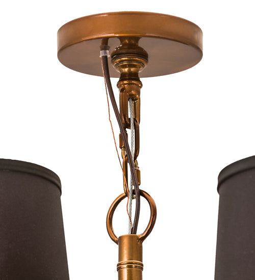 Meyda Lighting Toby 52" 15-Light Transparent Copper Over Extreme Chrome Chandelier With Black Textrene Shade