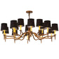 Meyda Lighting Toby 52" 15-Light Transparent Copper Over Extreme Chrome Chandelier With Black Textrene Shade