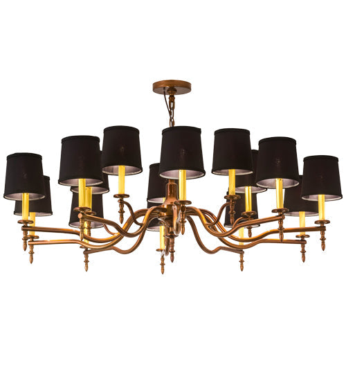 Meyda Lighting Toby 52" 15-Light Transparent Copper Over Extreme Chrome Chandelier With Black Textrene Shade