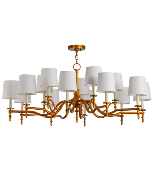 Meyda Lighting Toby 52" 15-Light Transparent Copper Over Extreme Chrome Chandelier With Cream Textrene Shade