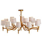 Meyda Lighting Toby 52" 15-Light Transparent Copper Over Extreme Chrome Chandelier With Cream Textrene Shade