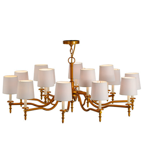 Meyda Lighting Toby 52" 15-Light Transparent Copper Over Extreme Chrome Chandelier With Cream Textrene Shade
