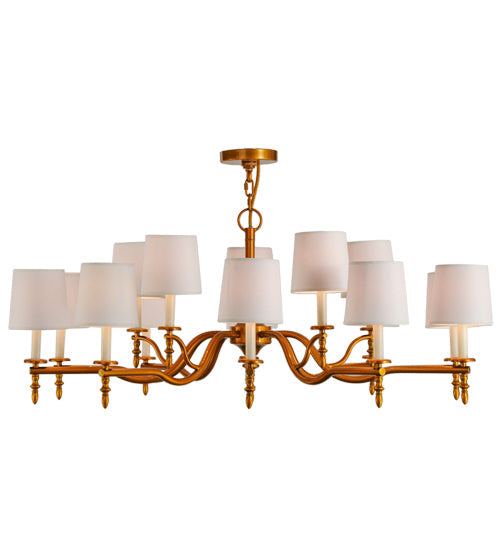Meyda Lighting Toby 52" 15-Light Transparent Copper Over Extreme Chrome Chandelier With Cream Textrene Shade