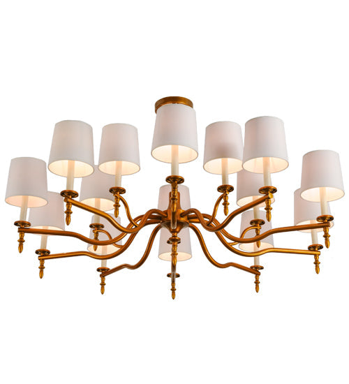 Meyda Lighting Toby 52" 15-Light Transparent Copper Over Extreme Chrome Chandelier With Cream Textrene Shade