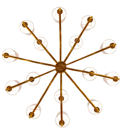 Meyda Lighting Toby 52" 15-Light Transparent Copper Over Extreme Chrome Chandelier With Cream Textrene Shade