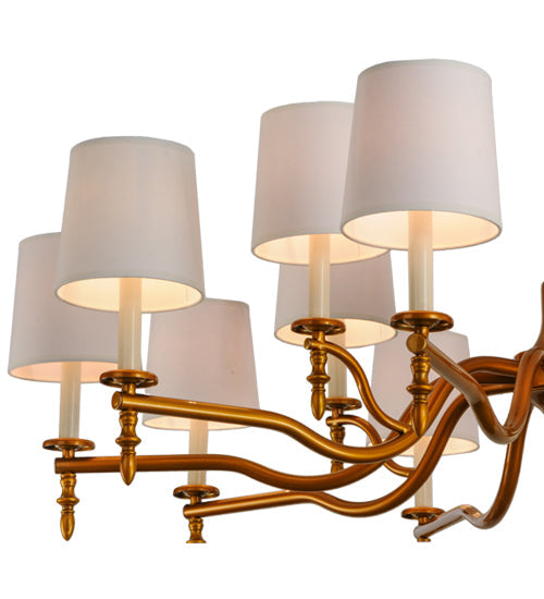 Meyda Lighting Toby 52" 15-Light Transparent Copper Over Extreme Chrome Chandelier With Cream Textrene Shade