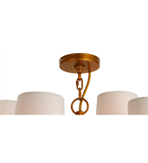 Meyda Lighting Toby 52" 15-Light Transparent Copper Over Extreme Chrome Chandelier With Cream Textrene Shade
