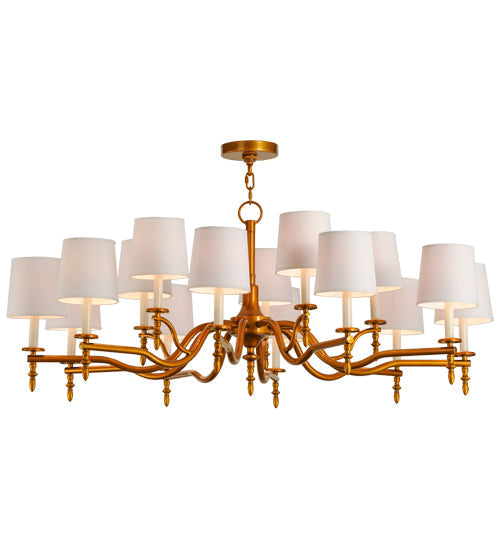 Meyda Lighting Toby 52" 15-Light Transparent Copper Over Extreme Chrome Chandelier With Cream Textrene Shade