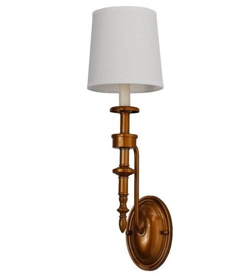 Meyda Lighting Toby 6" Brass Tint Wall Sconce With Cream Textrene Shade
