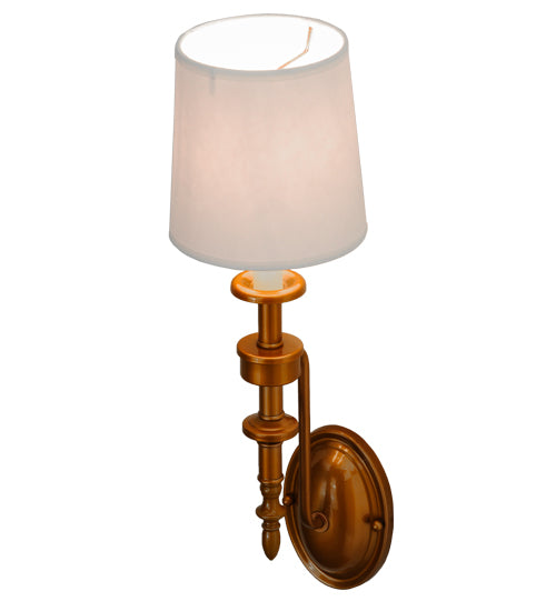 Meyda Lighting Toby 6" Brass Tint Wall Sconce With Cream Textrene Shade