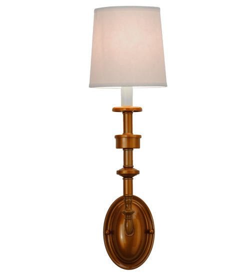 Meyda Lighting Toby 6" Brass Tint Wall Sconce With Cream Textrene Shade