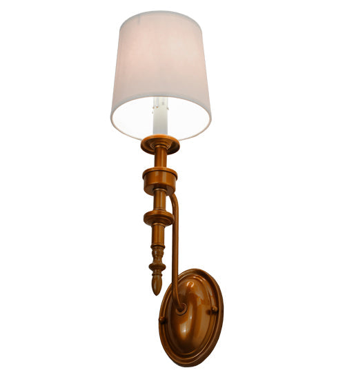 Meyda Lighting Toby 6" Brass Tint Wall Sconce With Cream Textrene Shade