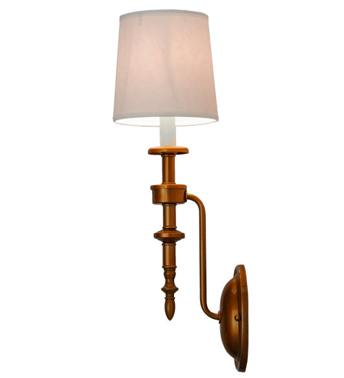 Meyda Lighting Toby 6" Brass Tint Wall Sconce With Cream Textrene Shade