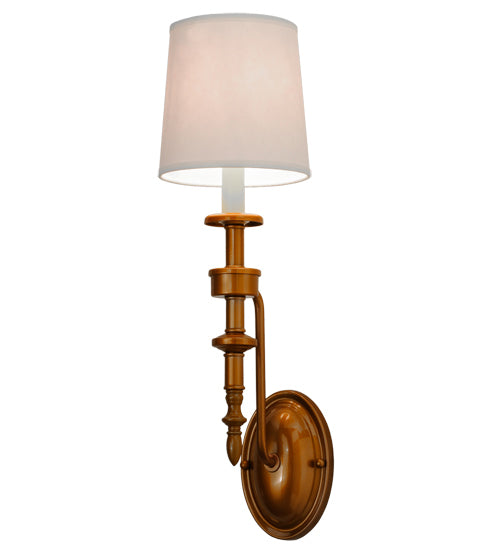 Meyda Lighting Toby 6" Brass Tint Wall Sconce With Cream Textrene Shade