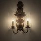 Meyda Lighting Tole Leaf 12" 2-Light Antique Rust Wall Sconce With Ivory Faux Candlelight