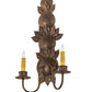 Meyda Lighting Tole Leaf 12" 2-Light Antique Rust Wall Sconce With Ivory Faux Candlelight