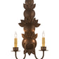 Meyda Lighting Tole Leaf 12" 2-Light Antique Rust Wall Sconce With Ivory Faux Candlelight