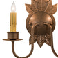 Meyda Lighting Tole Leaf 12" 2-Light Antique Rust Wall Sconce With Ivory Faux Candlelight