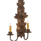 Meyda Lighting Tole Leaf 12" 2-Light Antique Rust Wall Sconce With Ivory Faux Candlelight