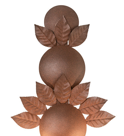 Meyda Lighting Tole Leaf 12" 2-Light Wrought Iron On Rust Wall Sconce With Ivory Faux Candlelight