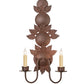 Meyda Lighting Tole Leaf 12" 2-Light Wrought Iron On Rust Wall Sconce With Ivory Faux Candlelight