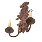 Meyda Lighting Tole Leaf 12" 2-Light Wrought Iron On Rust Wall Sconce With Ivory Faux Candlelight