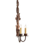 Meyda Lighting Tole Leaf 12" 2-Light Wrought Iron On Rust Wall Sconce With Ivory Faux Candlelight