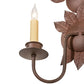 Meyda Lighting Tole Leaf 12" 2-Light Wrought Iron On Rust Wall Sconce With Ivory Faux Candlelight