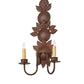 Meyda Lighting Tole Leaf 12" 2-Light Wrought Iron On Rust Wall Sconce With Ivory Faux Candlelight