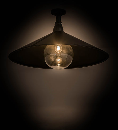 Meyda Lighting Toledo 39" Industrial Black Pendant Light With Clear Shade Glass