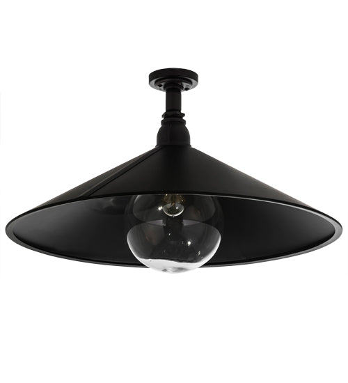 Meyda Lighting Toledo 39" Industrial Black Pendant Light With Clear Shade Glass