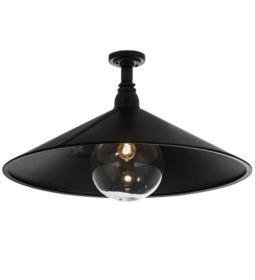 Meyda Lighting Toledo 39" Industrial Black Pendant Light With Clear Shade Glass