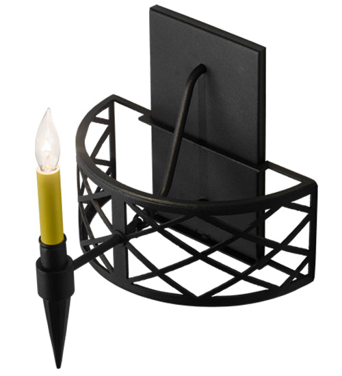 Meyda Lighting Topridge 12" Textured Black Wall Sconce With Amber Faux Candlelight
