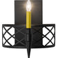 Meyda Lighting Topridge 12" Textured Black Wall Sconce With Amber Faux Candlelight