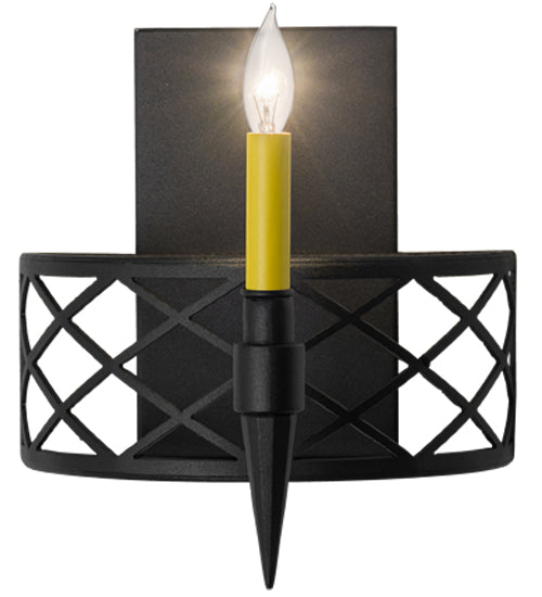 Meyda Lighting Topridge 12" Textured Black Wall Sconce With Amber Faux Candlelight