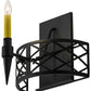 Meyda Lighting Topridge 12" Textured Black Wall Sconce With Amber Faux Candlelight